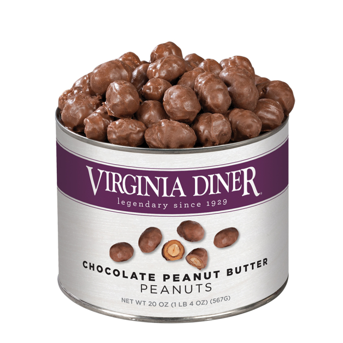 Virginia Diner - Gourmet Natural Extra Large Chocolate Peanut Butter Covered Virginia Peanuts 20 Ounce Tin